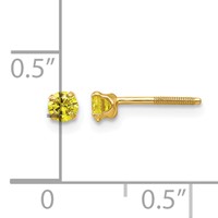 14K Yellow Gold Madi K 3mm Round Imitation Citrine November Birthstone Screwback Post Earrings view 4