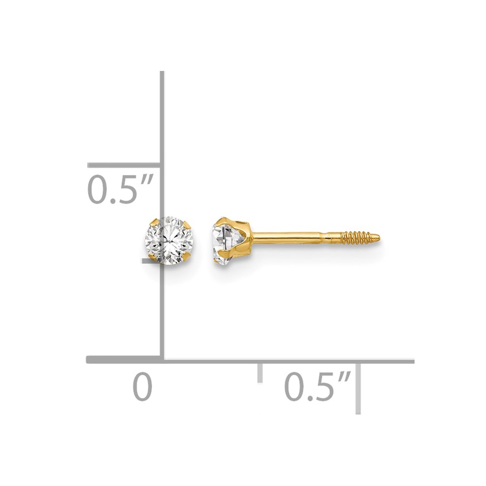 14k Madi K 3mm CZ Earrings (GK209)