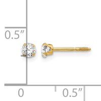 14K Yellow Gold Madi K 3mm Round CZ Post Earrings view 4
