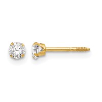 14K Yellow Gold Madi K 3mm Round CZ Post Earrings view 1