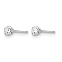14K White Gold Madi K 3mm Round CZ Post Earrings view 2
