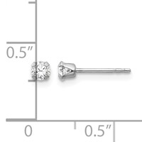 14K White Gold Madi K 3mm Round CZ Post Earrings view 4