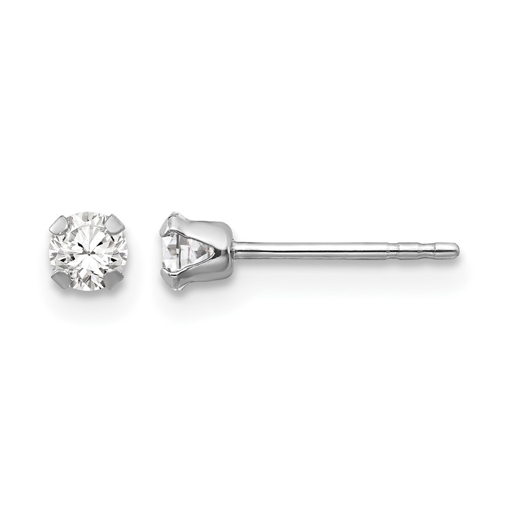 14K White Gold Madi K 3mm Round CZ Post Earrings