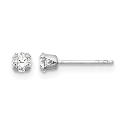 14K White Gold Madi K 3mm Round CZ Post Earrings
