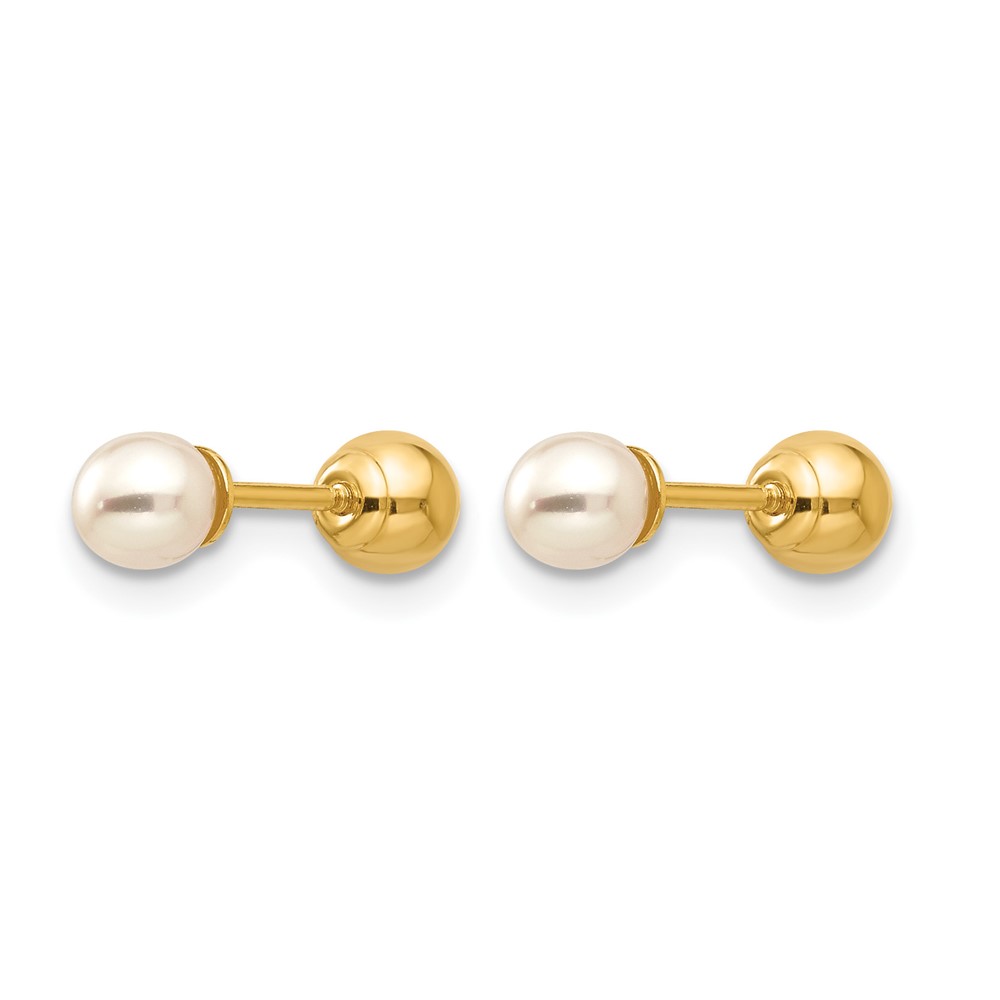 14k Madi K Reversible 3.75-4mm FW Cultured Pearl & Gold Ball Earrings (GK227)
