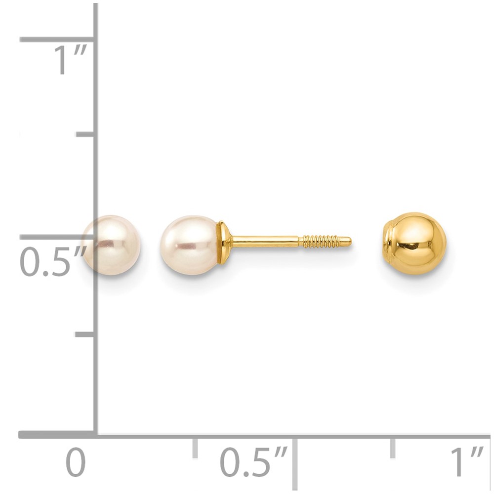 14k Madi K Reversible 3.75-4mm FW Cultured Pearl & Gold Ball Earrings (GK227)