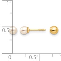 14K Yellow Gold Madi K Reversible 3-4mm White Round Freshwater Cultured Pearl and Bead Screwback Post Earrings view 5