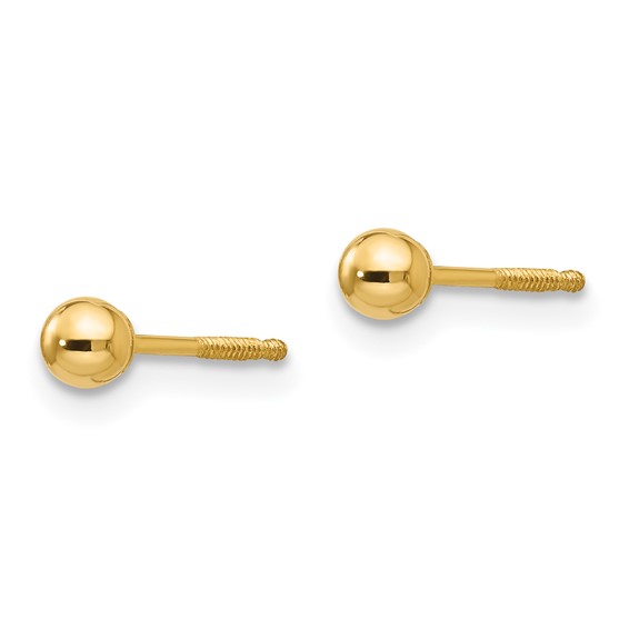 14k Madi K 3mm Ball Push On and Screw Off Screwback Post Earrings