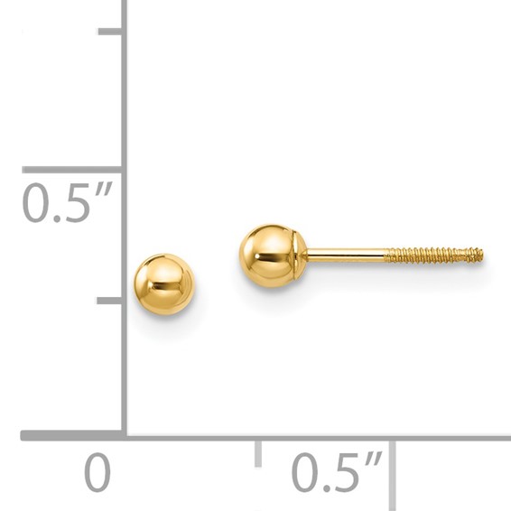 14k Madi K 3mm Ball Push On and Screw Off Screwback Post Earrings