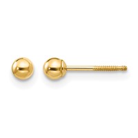 14K Madi K 3mm Ball Push on and Screw Off Screwback Post Earrings view 1