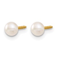 14K Yellow Gold Madi K 4-5mm White Button Freshwater Cultured Pearl Screwback Post Earrings view 2