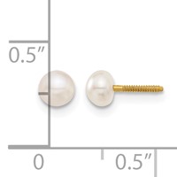 14K Yellow Gold Madi K 4-5mm White Button Freshwater Cultured Pearl Screwback Post Earrings view 4