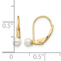 14K Yellow Gold Madi K 3-4mm White Round Freshwater Cultured Pearl Leverback Earrings view 4