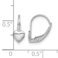 14K White Gold Madi K 5.00mm Heart Leverback Earrings view 4