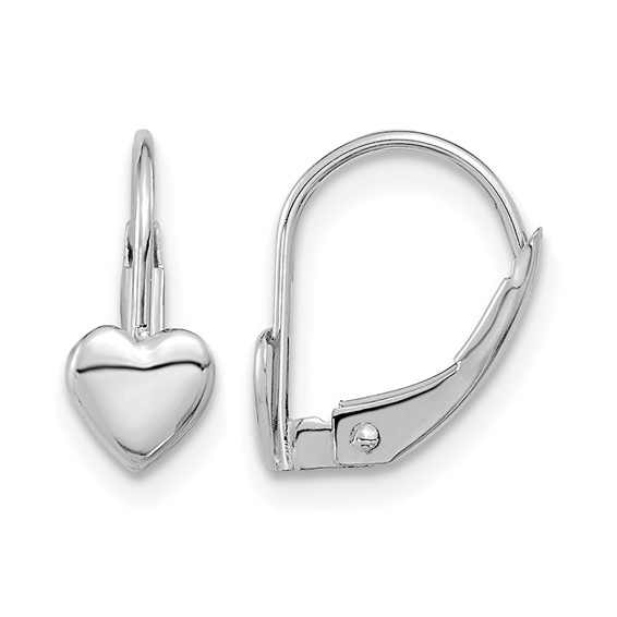 Gold Childrens Heart Leverback Earrings