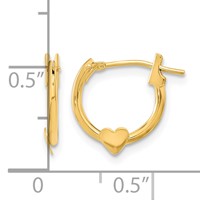 14K Yellow Gold Madi K 9mm Heart Hoop Earrings view 4