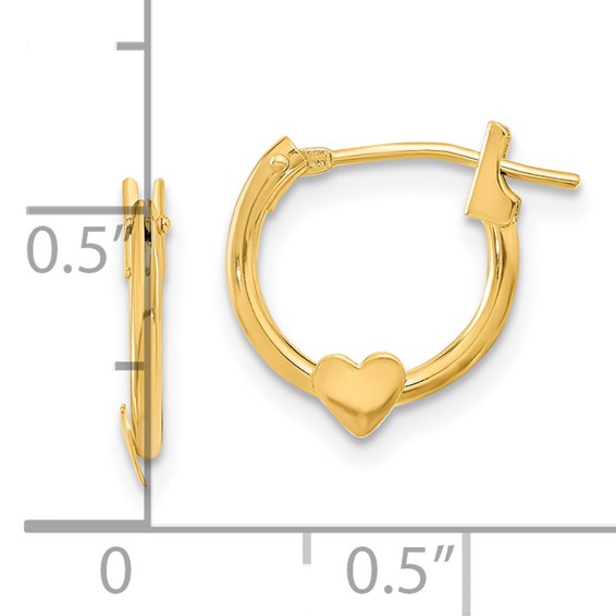 14k Madi K 9mm Heart Hoop Earrings