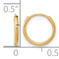 14K Yellow Gold Madi K 1x9mm Endless Hoop Earrings view 3