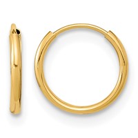 14K Yellow Gold Madi K 1x9mm Endless Hoop Earrings view 1