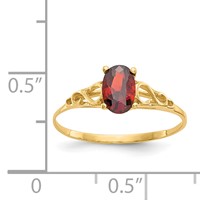 14K Yellow Gold Madi K 6x 4mm Oval Synthetic Garnet Birthstone Ring view 3