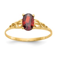 14K Yellow Gold Madi K 6x 4mm Oval Synthetic Garnet Birthstone Ring view 1