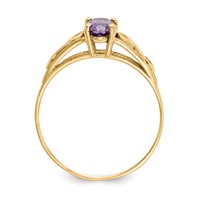 14K Yellow Gold Madi K 6x 4mm Oval Synthetic Amethyst Birthstone Ring view 2