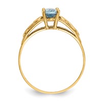 14K Yellow Gold Madi K 6x 4mm Oval Synthetic Aquamarine Birthstone Ring view 2