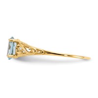 14K Yellow Gold Madi K 6x 4mm Oval Synthetic Aquamarine Birthstone Ring view 4