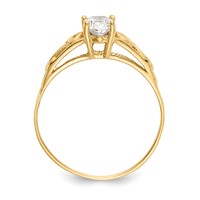 14K Yellow Gold Madi K 6x 4mm Oval Synthetic White Spinel Birthstone Ring view 2