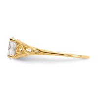 14K Yellow Gold Madi K 6x 4mm Oval Synthetic White Spinel Birthstone Ring view 4
