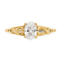 14K Yellow Gold Madi K 6x 4mm Oval Synthetic White Spinel Birthstone Ring view 5