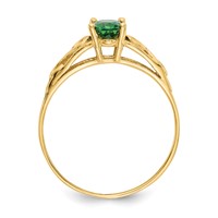 14K Yellow Gold Madi K 6x 4mm Oval Synthetic Emerald Birthstone Ring view 2