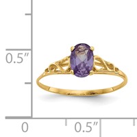 14K Yellow Gold Madi K 6x 4mm Oval Synthetic Alexandrite Birthstone Ring view 3