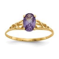 14K Yellow Gold Madi K 6x 4mm Oval Synthetic Alexandrite Birthstone Ring view 1