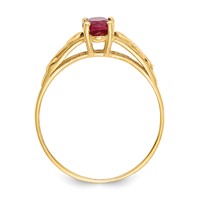 14K Yellow Gold Madi K 6x 4mm Oval Synthetic Ruby Birthstone Ring view 2