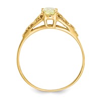 14K Yellow Gold Madi K 6x 4mm Oval Synthetic Peridot Birthstone Ring view 2