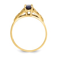 14K Yellow Gold Madi K 6x 4mm Oval Synthetic Sapphire Spinel Birthstone Ring view 2