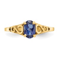 14K Yellow Gold Madi K 6x 4mm Oval Synthetic Sapphire Spinel Birthstone Ring view 5