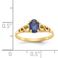 14K Yellow Gold Madi K 6x 4mm Oval Synthetic Sapphire Spinel Birthstone Ring view 3