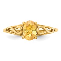 14K Yellow Gold Madi K 6x 4mm Oval Synthetic Citrine Birthstone Ring view 5