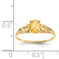 14K Yellow Gold Madi K 6x 4mm Oval Synthetic Citrine Birthstone Ring view 4