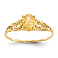 14K Yellow Gold Madi K 6x 4mm Oval Synthetic Citrine Birthstone Ring view 1