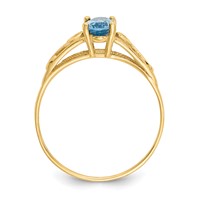 14K Yellow Gold Madi K 6x 4mm Oval Synthetic Blue Zircon Birthstone Ring view 2