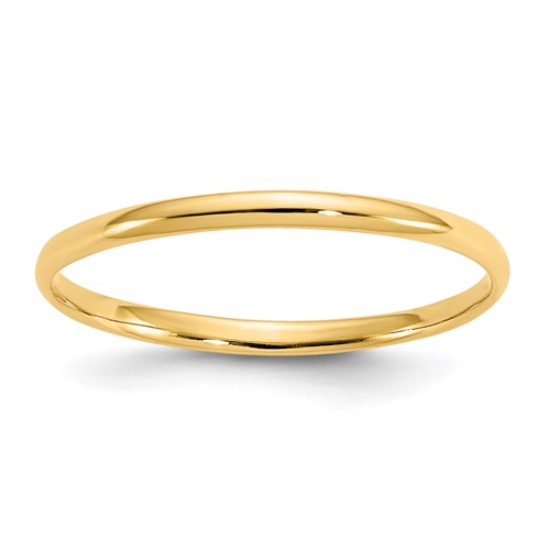 14K Yellow Gold Madi K Polished 1mm Half Round Band Ring, Size 3