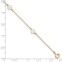 14K Yellow Gold Madi K 5-6mm White Near-Round Freshwater Cultured Pearl 3-Station Bracelet, 6" view 3