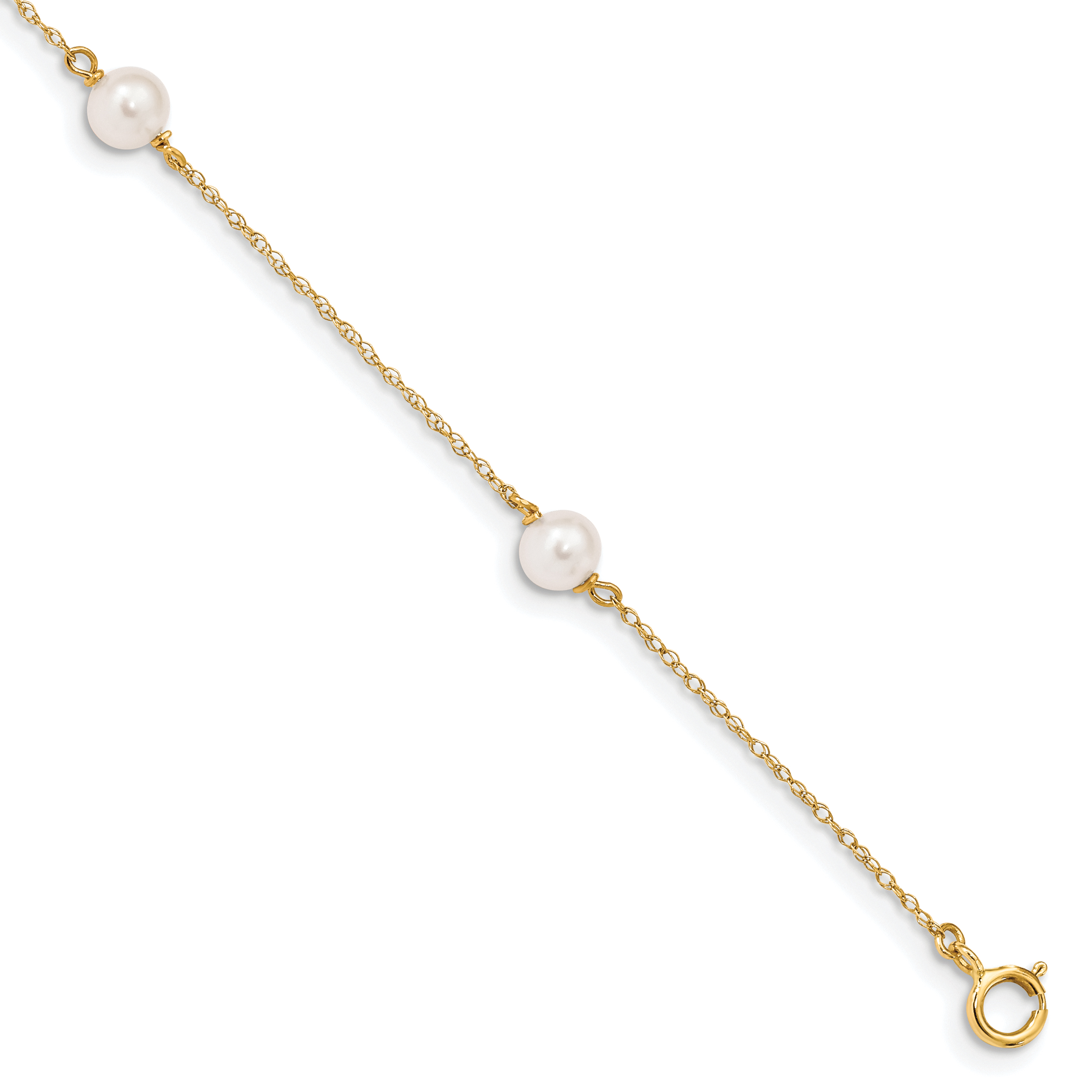 14k Madi K 5-6mm White Near-Round Freshwater Cultured Pearl 3-Station 6 inch Bracelet (GK321-6)