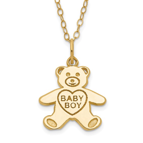 14k Baby Boy Teddy Bear Children's Necklace