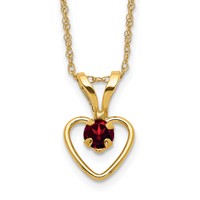 14K Yellow Gold Madi K 3mm Garnet Heart Birthstone Necklace, 15" view 1