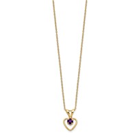 14K Yellow Gold Madi K 3mm Amethyst Heart Birthstone Necklace, 15" view 2