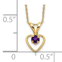 14K Yellow Gold Madi K 3mm Amethyst Heart Birthstone Necklace, 15" view 3